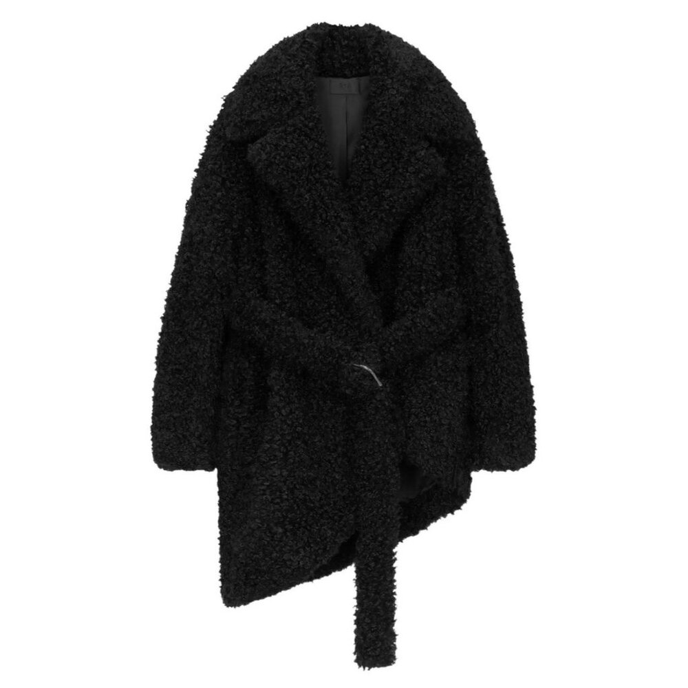 RtA Revolve Eloise faux-fur coat Sz XS Jacket Designer Party Lux Black Oversized